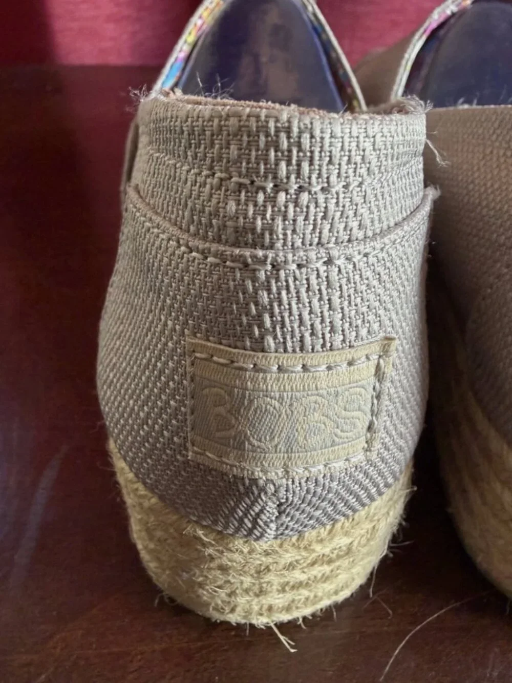 Bobs From Skechers Shoes Womens 9.5 Espadrille Beige Slip On Wedge Heels NEW